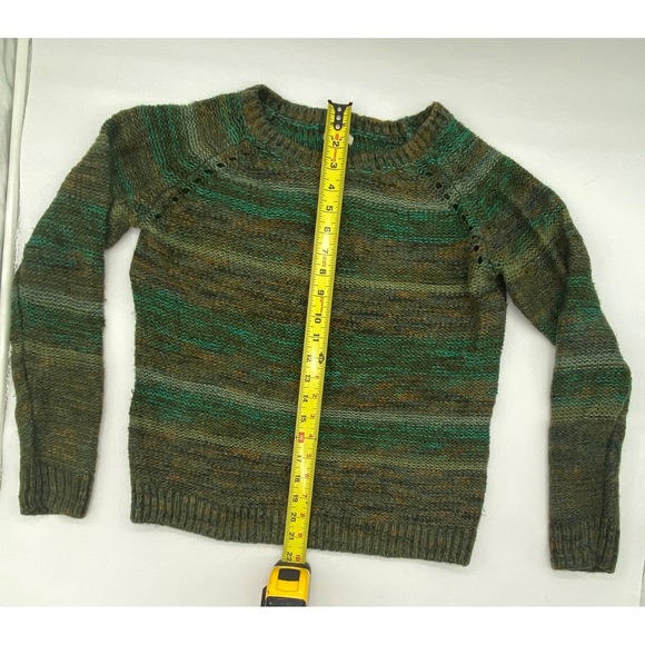Mossimo Women Sweater Green Multi Color Striped Crew Neck Long Sleeve Size M - Picture 7 of 12